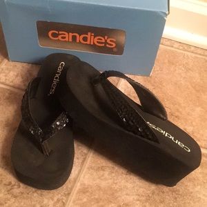 Black sequin Candies flip flops